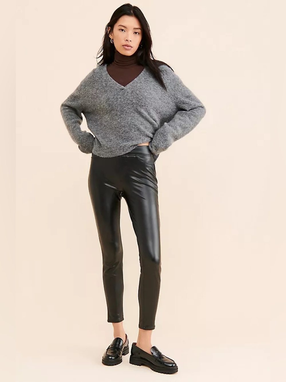Anthropologie Sanctuary‎ Faux Leather Leggings XSP Black Vegan Pants